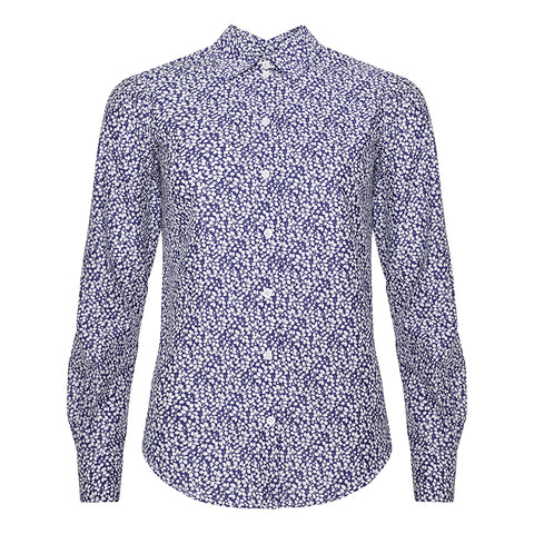 Shaped Shirt in Devonshire Blue Cotton Front View